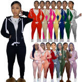 Velvet hoodie sports and leisure two-piece set HR8198
