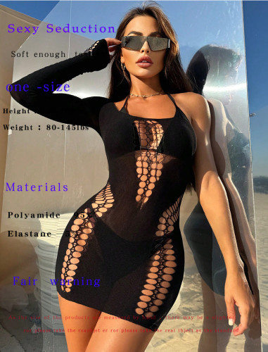 Cute hollow sleepwear tight fitting women's dress