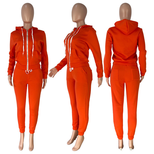 Velvet hoodie sports and leisure two-piece set HR8198