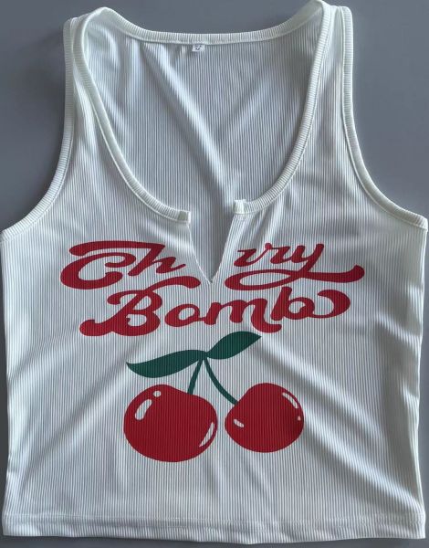 Letter printed U-neck vest top