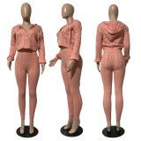 Zipper Knitted Sweater Set Two Piece Set CN0204