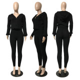 Velvet hoodie sports and leisure two-piece set HR8198