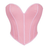 Matte patterned strapless top T8463
