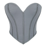 Matte patterned strapless top T8463