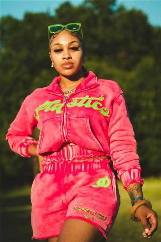 Alphabet Embroidered Hoodie Set