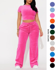 Flannel short sleeved top and pants set