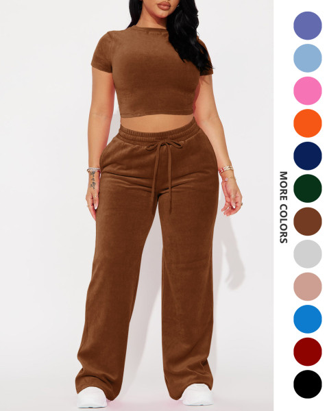 Flannel short sleeved top and pants set