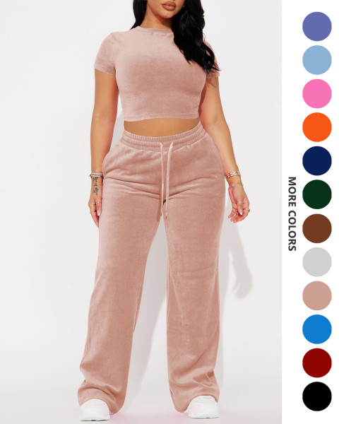 Flannel short sleeved top and pants set