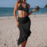 Bikini Strap Oblique Skirt Set Hoodie