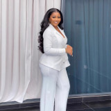 Tie up suit wide leg pants two-piece set