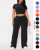 Flannel short sleeved top and pants set