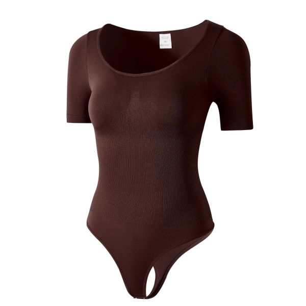Large size short sleeved hip lifting one-piece shapewear