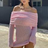 One shoulder large lapel hollowed out long sleeved short dress