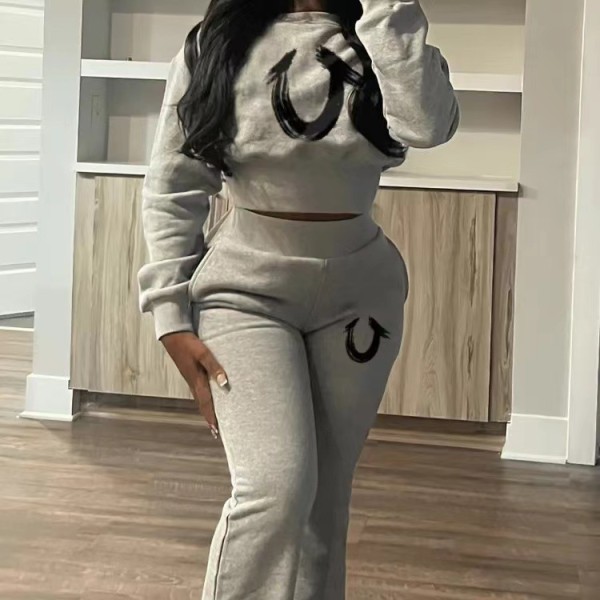 U series sports long sleeved straight leg sweatshirt set