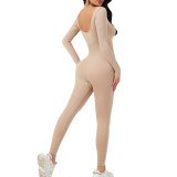 Long sleeved yoga beauty sports corset jumpsuit long pants