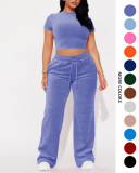 Flannel short sleeved top and pants set