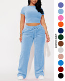 Flannel short sleeved top and pants set