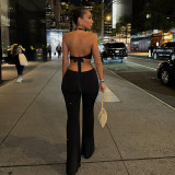 Tailored three-dimensional floral jumpsuit
