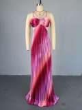 Strap, strapless, lace up, pleated, oversized swing dress