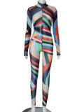 Mesh printed jumpsuit