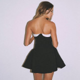 Backless zipper one shoulder strapless dress