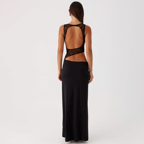 Backless hollow splicing slim fit dress