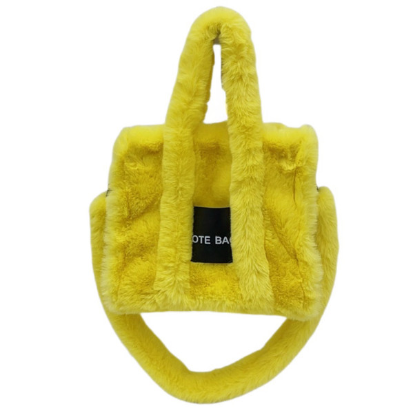 Imitation rabbit fur handbag, large capacity tote carrying plush bag
