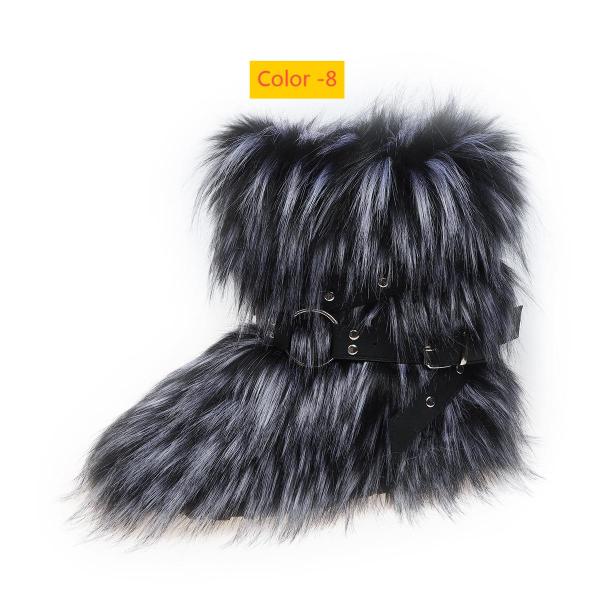 Cross belt plush fur snow boots