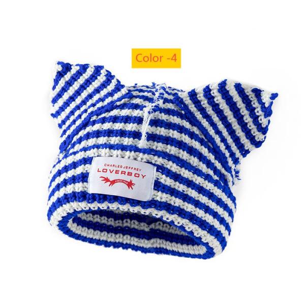 Printed Cat's ears (Steamed cat-ear shaped bread) knitting wool hat