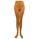 Leopard print jumpsuit stockings