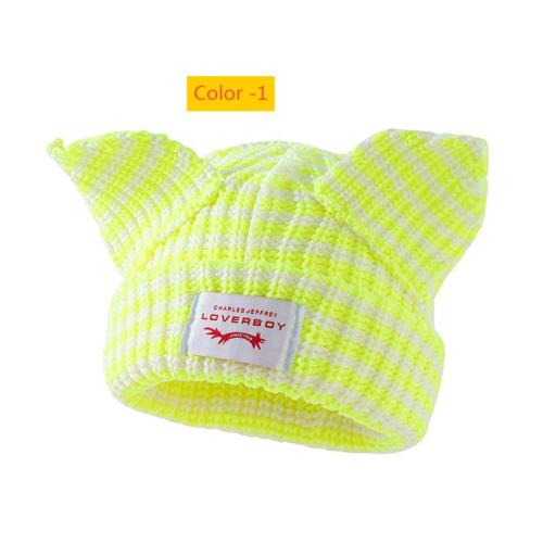 Printed Cat's ears (Steamed cat-ear shaped bread) knitting wool hat