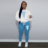 Printed contrasting color set sport two-piece set