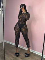 Long sleeved lace backless jumpsuit Long sleeved lace backless jumpsuit