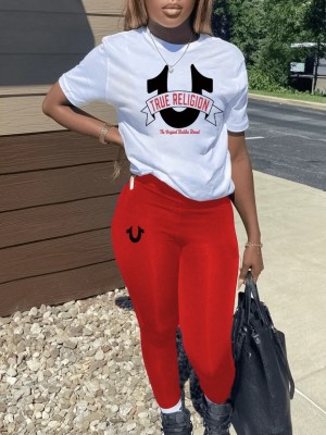 Printed pants casual two-piece set