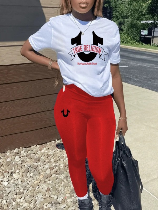 Printed pants casual two-piece set