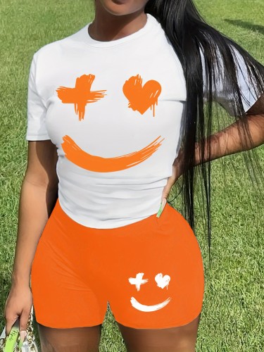 Printed shorts casual two-piece set