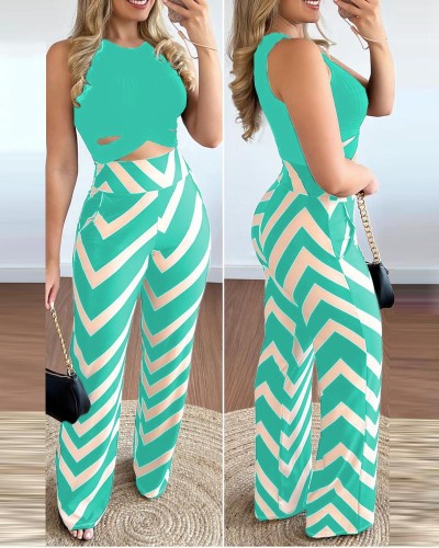 Wide leg pants sleeveless set