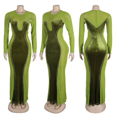 Tailored waist hugging mesh dress