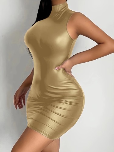 PU leather tight dress