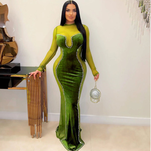 Tailored waist hugging mesh dress