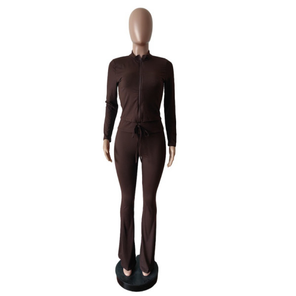 Elastic hip lifting small bell bottom pants set
