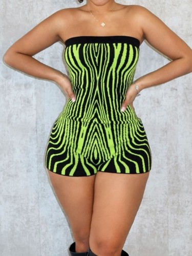 One neck strapless tight jumpsuit shorts