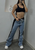 Fashion women's pants with patchwork jeans D8709 