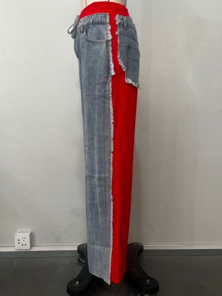 Fashion women's pants with patchwork jeans D8709 