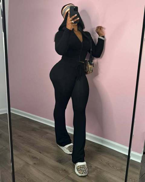 Elastic hip lifting small bell bottom pants set