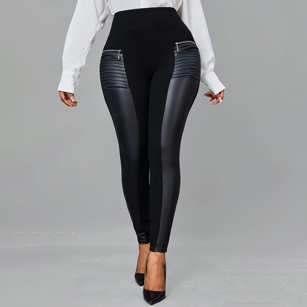 Tight fitting leather slim pants