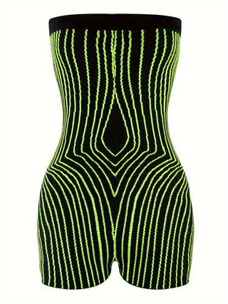 One neck strapless tight jumpsuit shorts