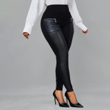 Tight fitting leather slim pants