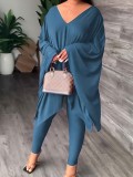 Loose home solid color two-piece set