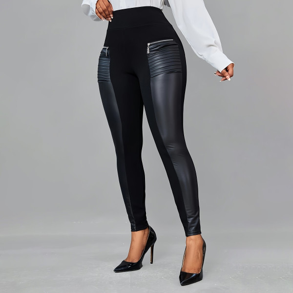 Tight fitting leather slim pants